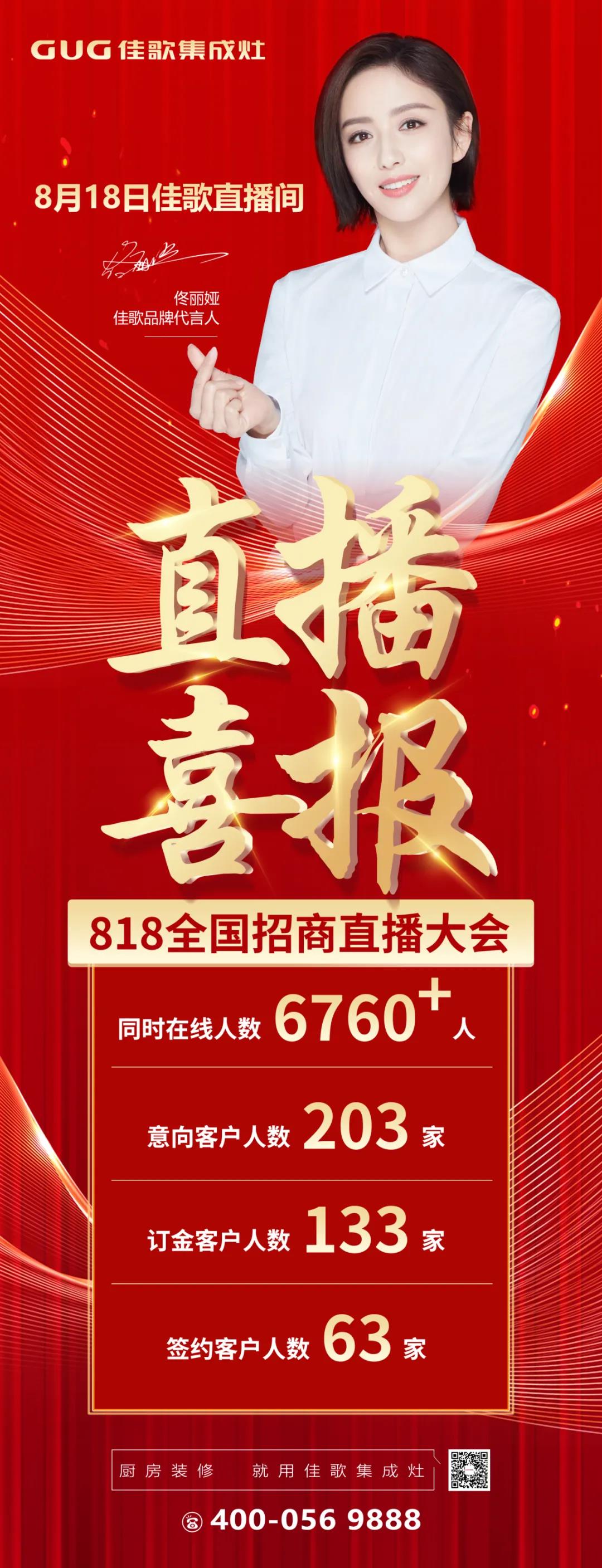 狂攬63家新商！“星耀佳歌·一路佟行——佳歌集成灶線上直播財(cái)富峰會(huì)”完美收官！