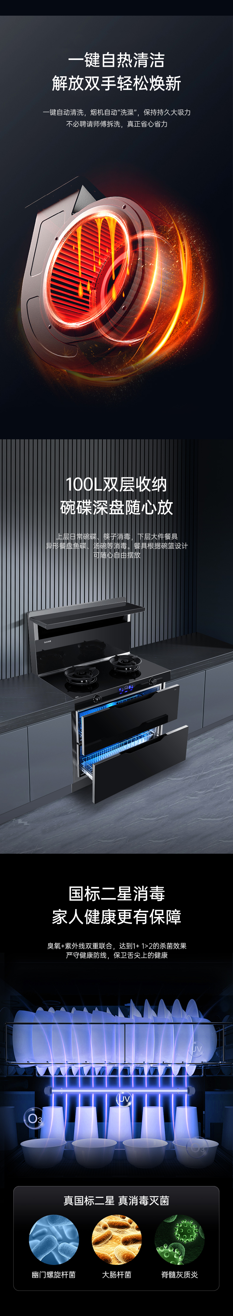 佳歌二星級消毒柜款集成灶A(yù)2S，守護(hù)家人健康！